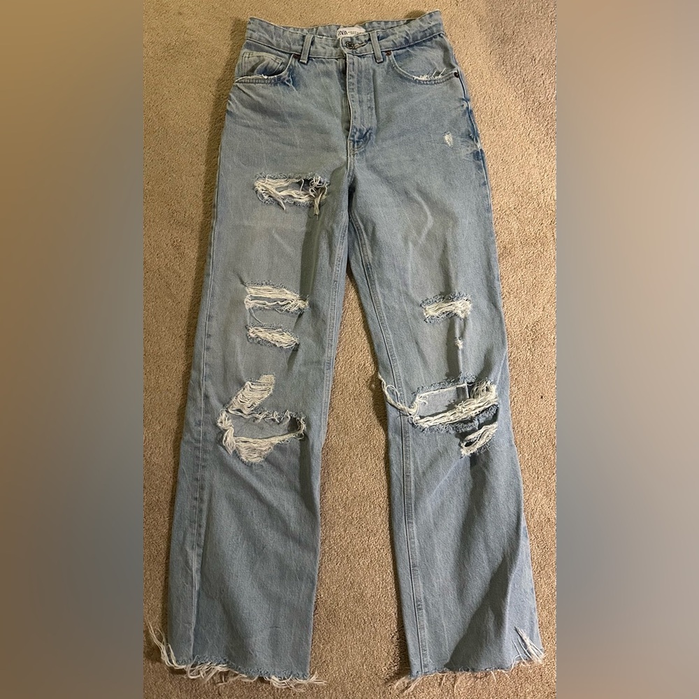 Zara Distressed Blue Jeans for Women
